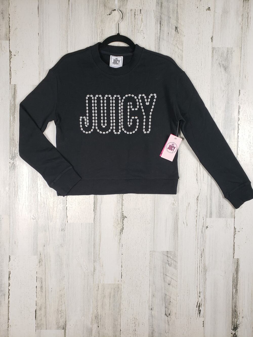 NWT Juicy by Juicy Couture Black Silver Graphic Sweatshirt Women's Size XS